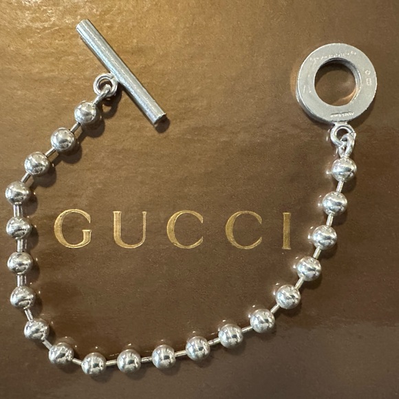 GUCCI 925 Silver Bead Toggle Bracelet ✨ - Picture 3 of 12